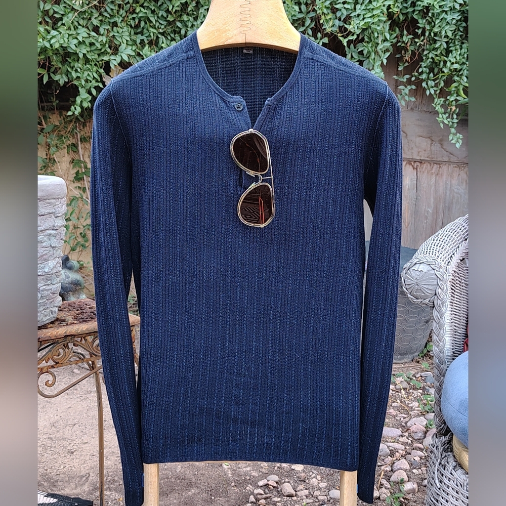 John Varvatos Blue Long Sleeve Henley